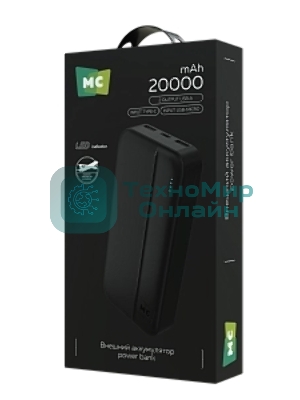 Портативный аккумулятор MORE CHOICE (4620202552914) PB25-20 20000mAh 2USB+Type-C+1micro USB 2.0A, черный