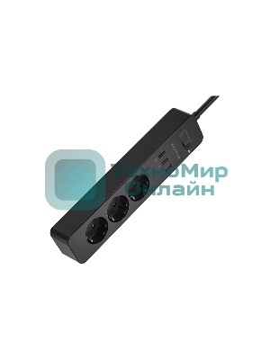 Удлинитель с USB зарядкой HARPER UCH-315 черный
