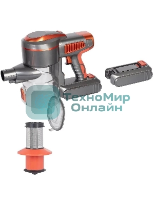 Пылесос вертикальный Endever SkyClean VC-301 черный/оранжевый, питание от аккумулятора, 75 Вт, уборка сухая, пылесборник 0,8 л