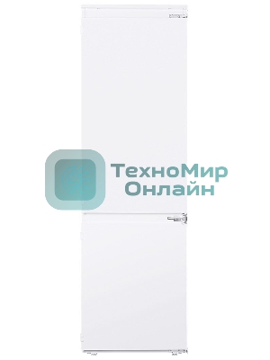 Встраиваемый холодильник HOMSair FB177SW Inverter белый, двухкамерный, 195/75л, морозилка снизу, капельная система