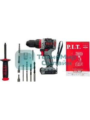 Дрель-шуруповерт аккумуляторная P.I.T. PSB20H-13D, Аккумуляторная, Без АКБ и ЗУ, Ударная