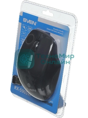 Мышь беспроводная SVEN RX-590SW черный, 1600 dpi, радиоканал, Bluetooth, USB, кнопки - 7