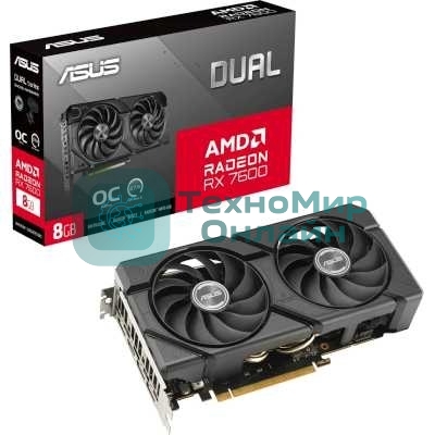 Видеокарта Asus AMD Radeon RX 7600 8Gb PCI-E DUAL-RX7600-O8G-EVO 128bit GDDR6 2280/18000 HDMIx1 DPx3 HDCP Ret