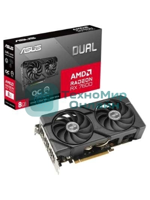 Видеокарта Asus AMD Radeon RX 7600 8Gb PCI-E DUAL-RX7600-O8G-EVO 128bit GDDR6 2280/18000 HDMIx1 DPx3 HDCP Ret