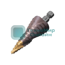 Сверло ступенчатое Denzel 6-8-10-12-14-16-18-20-22-24-26-28-30 мм, Р6М5К5, 6-гр. хвостовик