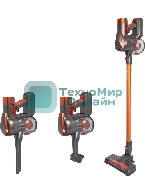 Пылесос вертикальный Endever SkyClean VC-301 черный/оранжевый, питание от аккумулятора, 75 Вт, уборка сухая, пылесборник 0,8 л