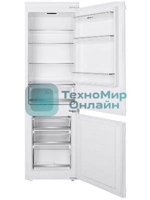 Встраиваемый холодильник HOMSair FB177SW Inverter белый, двухкамерный, 195/75л, морозилка снизу, капельная система