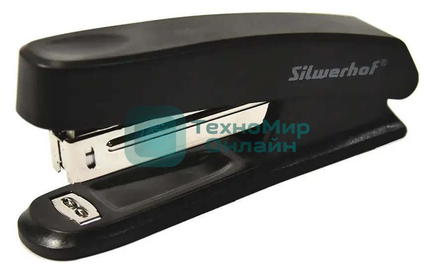 Степлер Silwerhof 401072-01 N10 (12листов) черный 50скоб пластик закрытый коробка