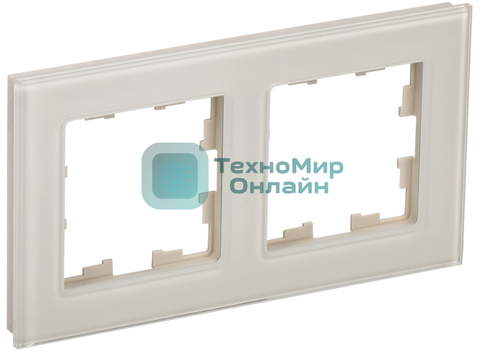 Рамка 2-местная IEK BRITE РУ-2-2-БрВа стекло ванильный