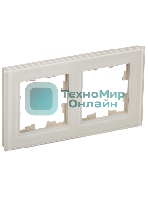 Рамка 2-местная IEK BRITE РУ-2-2-БрВа стекло ванильный