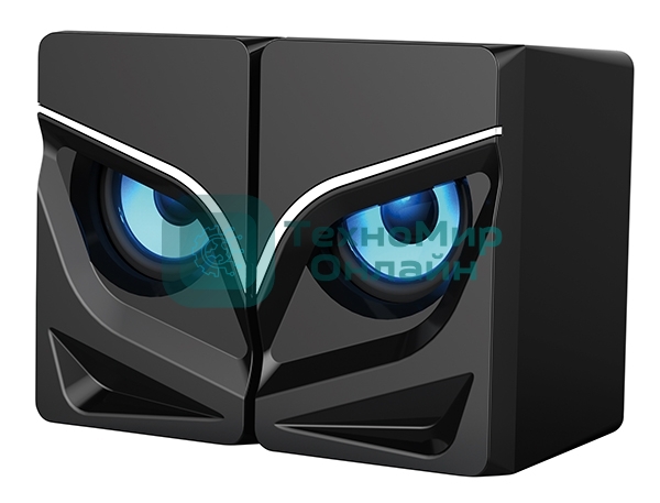 Акустическая система 2.0 Qumo Rage AS005, 10 ВТ, объемное звучание, синяя подсветка (отключаемая), USB/Jack 3,5мм