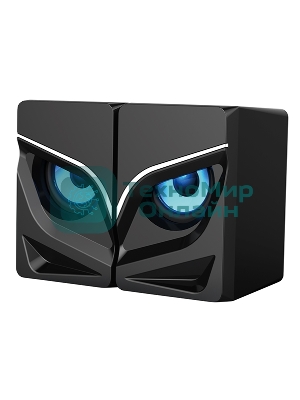 Акустическая система 2.0 Qumo Rage AS005, 10 ВТ, объемное звучание, синяя подсветка (отключаемая), USB/Jack 3,5мм