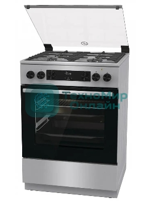 Плита комбинированная Gorenje GKS6C72XF серебристый, конфорок 4 газовых, духовка 71 л, 60 см x 85 см x 60 см