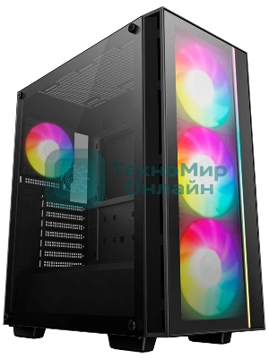 Компьютерный корпус Deepcool MATREXX 55 V4 без БП, боковое окно (закаленное стекло), 3xARGb LED 140мм вентилятора спереди, 1xARGb LED 120мм вентилятор сзади, черный, ATX