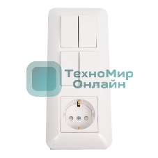 Блок SE Wessen Прима розетка с/з + выключатель 2-кл. + выключатель 2-кл. (индивид. упак.) внутр., белый