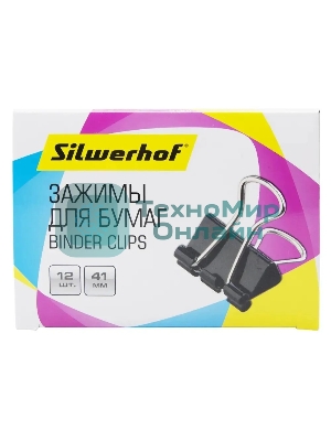 Зажимы Silwerhof 510017 сталь 41мм черный (упаковка: 12 шт) картонная коробка