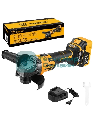 Угловая шлифовальная машина бесщеточная DEKO DKAG-125, 20В, 1*4.0А·ч