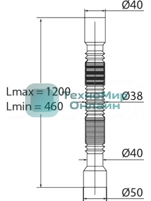 Труба гибкая МИНИ ЭЛИТ L 1200 мм D40-D40/50
