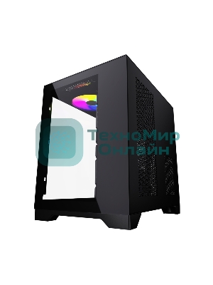 Компьютерный корпус Powercase Vision Micro, Black, Tempered Glass, 4х 120мм 5-color fan, черный, mATX (CVBM-L4)