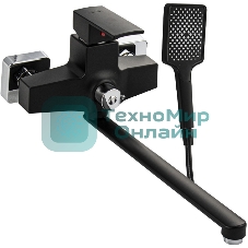 Смеситель в ванную BRIMIX 5564 длинный излив, шаровый, из высокопрочного пластика АБС, черный, квадратный корпус