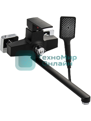 Смеситель в ванную BRIMIX 5564 длинный излив, шаровый, из высокопрочного пластика АБС, черный, квадратный корпус