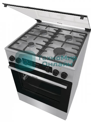 Плита комбинированная Gorenje GKS6C72XF серебристый, конфорок 4 газовых, духовка 71 л, 60 см x 85 см x 60 см