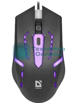Мышь проводная Defender Hit MB-601 черный, 1200 dpi, USB, кнопки - 4