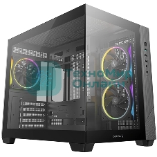 Компьютерный корпус Deepcool CG330 3F без БП, боковое окно (панорама), 3x120мм ARGB PWM вентилятора, черный, mATX