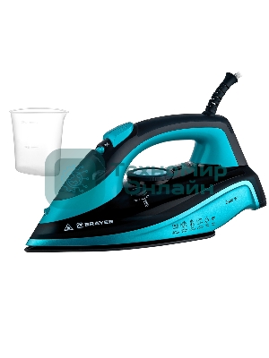 Утюг BRAYER BR4019 голубой/черный, 2400 Вт, 25 г/мин, 140 г/мин, 320 мл