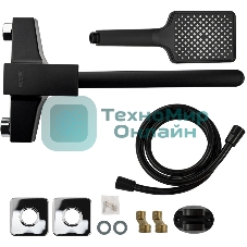 Смеситель в ванную BRIMIX 5564 длинный излив, шаровый, из высокопрочного пластика АБС, черный, квадратный корпус