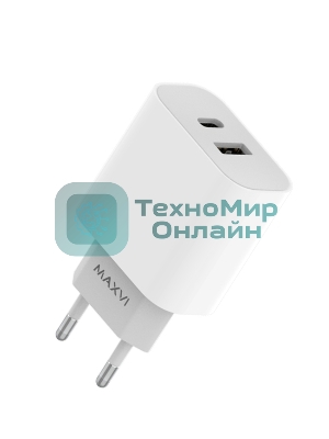 Сетевое зарядное устройство Maxvi CHL-602PD 30W, 6A, QC 3.0, 1xUSB-A, 1xUSB-C, белый