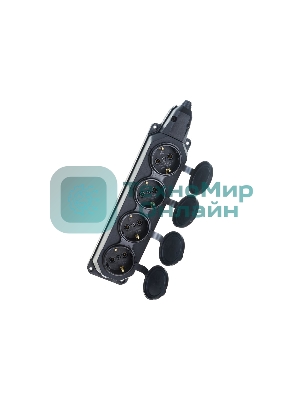Колодка каучуковая ЭРА 4-м с заземл. 16А IP44 черный