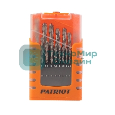 Набор сверл по металлу PATRIOT, HSS, 19 шт №2: 1,0-10,0 мм, в пластиковом боксе