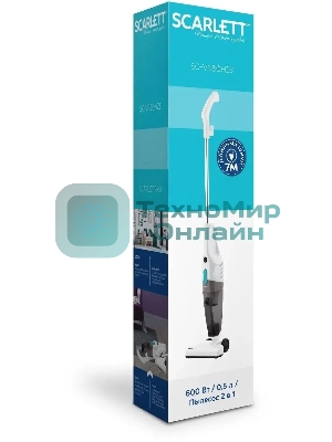 Пылесос вертикальный Scarlett SC-VC80H23 белый с бирюзовым, питание от сети, 230 Вт, уборка сухая, пылесборник 0.5 л