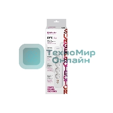 Удлинитель с сетевым фильтром Defender DFS 143, белый, 4розетки, USB+TypeC, 3 м.