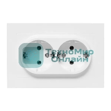 Розетка 2-м EKF UP1-SOW-210 СП Эпика 16А с заземл. без защ. шторок с рамкой механизм бел.