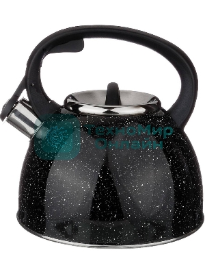 Чайник для плиты Agness 907-045 черный МРАМОР нерж. 2,5 л