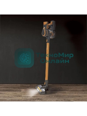 Пылесос вертикальный Endever SkyClean VC-301 черный/оранжевый, питание от аккумулятора, 75 Вт, уборка сухая, пылесборник 0,8 л