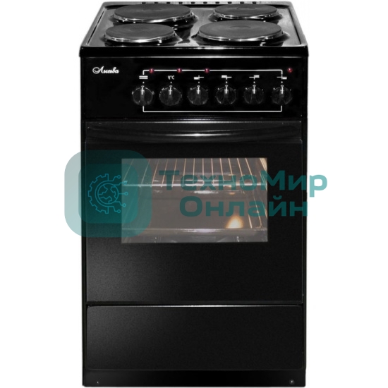 Плита электрическая Лысьва ЭП 411 черный, конфорок 4 электрических, духовка 57 л, 50 см x 84 см x 60 см