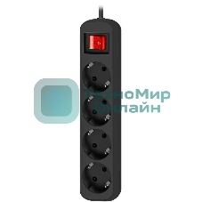 Удлинитель Defender G450 черный, 5 м, EURO, 4 розетки, 2200 Вт