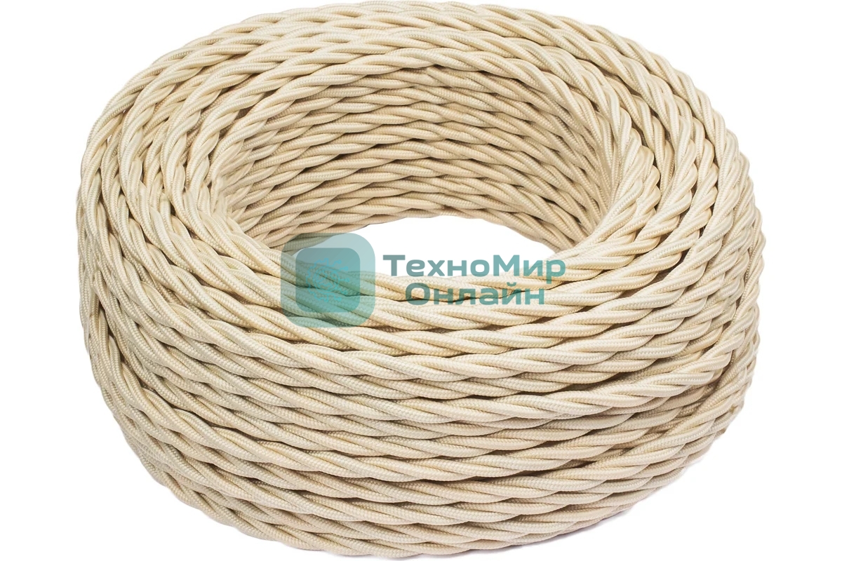 Провод ретро Bironi B1-434-719-50 3х1.5 матовый золото песочное (уп. 50 м)