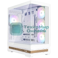 Компьютерный корпус ZALMAN P40 NAMU, ATX, белый, WINDOW, WOODEN ELEMENTS, 2xCombo(2.5” or 3.5”), 1xUSB TYPE-C, 2xUSB 3.0, SIDE 3x120мм ARGB, REAR 1x120мм ARGB