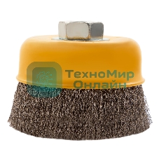 Щетка для УШМ Denzel 75 мм, М14, чашка, витая нержавеющая проволока 0,3 мм