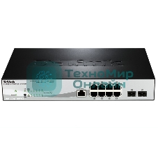 Коммутатор D-Link DGS-1210-10P/ME/A1A, 8×1 Гбит/с + 2×1 Гбит/с SFP, управляемый