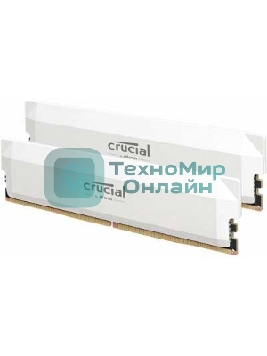 Оперативная память Crucial Pro Gaming by Micron, DDR5, 64GB (2x32GB), 6400 MHz, CL40, с радиатором, белый