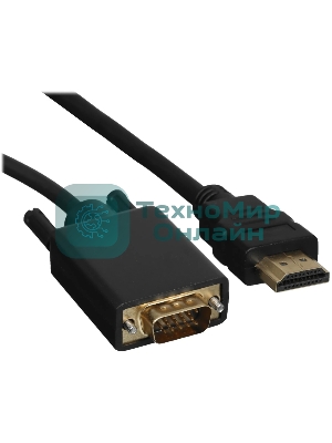 Кабель GoPower HDMI (m)-VGA (m) 1м черный Premium Zip-Lock c подвесом (1/200)