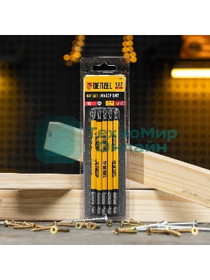 Набор бит Denzel PH2х127, сталь S2, круглый профиль, 5 шт.