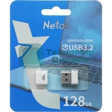 Флешка USB Netac U116 mini (NT03U116N-128G-32WH), 128Gb, USB 3.2, R/W 90/30, белый