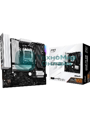 Материнская плата ASRock B650M Pro X3D, AM5, AMD B650, 4xDDR5, 4xSATA, 3xM.2, 1xPCIe 5.0 x16, 1xPCIe 4.0 x4, 1xHDMI, 1xDP, 1x2.5Gb LAN, 1xUSB-C 10Gbps, 1xUSB-A 10Gbps, 2xUSB-A 5Gbps, 4xUSB-A 2.0, 3x3.5 мм, 7.1, mATX