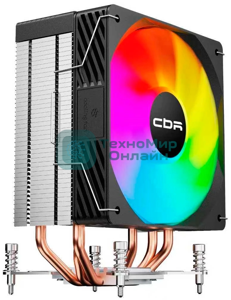 Кулер для процессора CBR CBR-CC-3190-RGB-PWM Al+Cu, 3 heat pipes, Socket 775/1366/1155/1156/1150/1151/1200/1700/AM2/АМ2+/АМ3/AM3+/FM1/FM2/AM4/AM5, TDP 190W, 120mm Fan, 2300RPM, HB, RGB, PWM, 36db